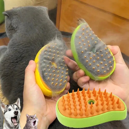 Herramienta Eléctrica de Aseo para Mascotas 3 en 1: Cepillo de Vapor con Funciones de Masaje y Eliminación de Pelo para Gatos y Perros.