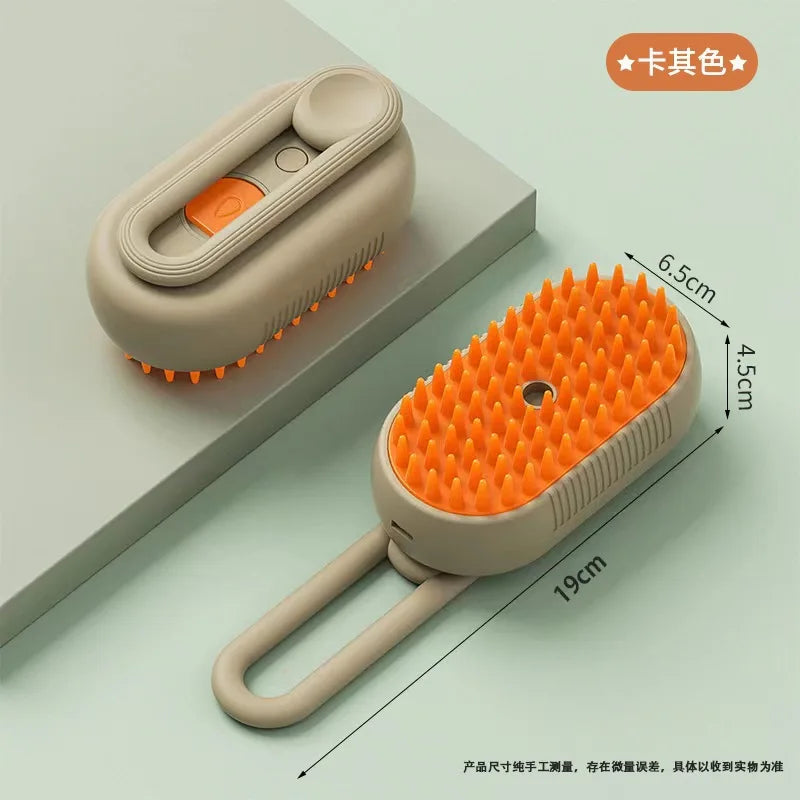 Herramienta Eléctrica de Aseo para Mascotas 3 en 1: Cepillo de Vapor con Funciones de Masaje y Eliminación de Pelo para Gatos y Perros.