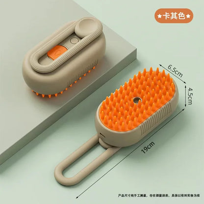 Herramienta Eléctrica de Aseo para Mascotas 3 en 1: Cepillo de Vapor con Funciones de Masaje y Eliminación de Pelo para Gatos y Perros.