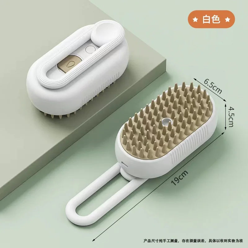Herramienta Eléctrica de Aseo para Mascotas 3 en 1: Cepillo de Vapor con Funciones de Masaje y Eliminación de Pelo para Gatos y Perros.