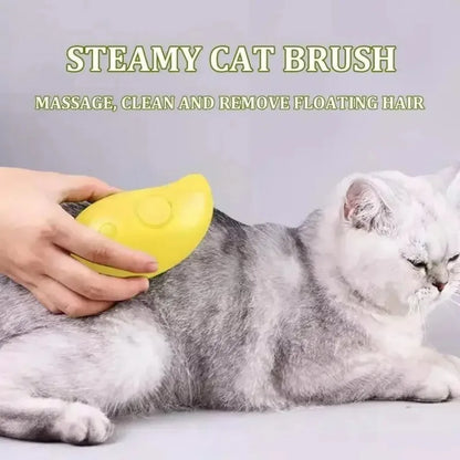Herramienta Eléctrica de Aseo para Mascotas 3 en 1: Cepillo de Vapor con Funciones de Masaje y Eliminación de Pelo para Gatos y Perros.